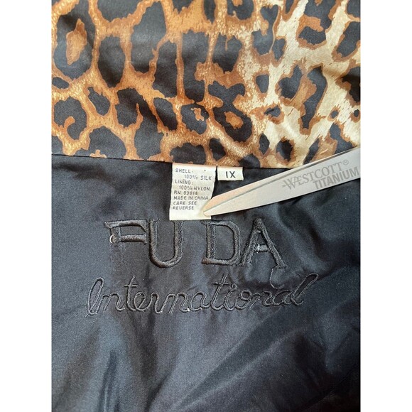 Vintage 90s Fuda‎ International Bomber Jacket Silk Long Sleeve Leopard Retro 1X - Picture 4 of 13